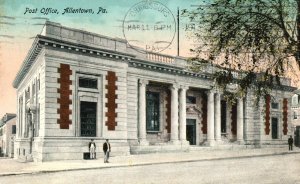 Vintage Postcard 1913 View of Post Office Building Allentown Pennsylvania PA