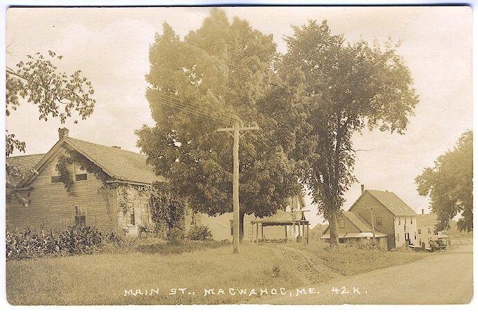 Macwahoc ME Main Street Old Truck 1924 RPPC Real Photo Postcard 