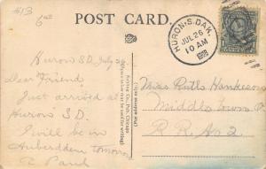 Huron South Dakota~High School~Tower Next to Building~1908 Postcard