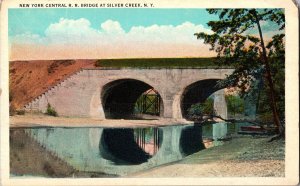 New York Central Railroad Bridge at Silver Creek NY Vintage Postcard R44