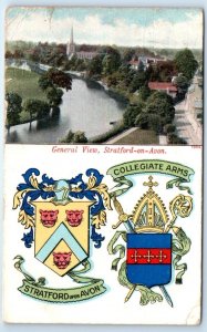 STRATFORD-ON-AVON general view Heraldic ENGLAND UK 1902 Postcard