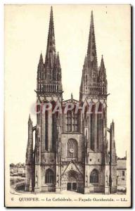 Old Postcard Quimper The Cathedral Facade West