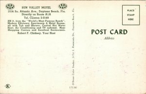 Vtg 1950s Sun Valley Motel Daytona Beach Florida FL Unused Chrome Postcard