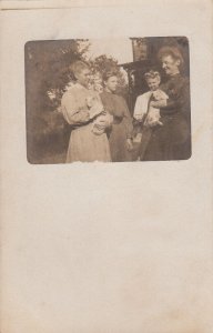 RPPC Postcard Women Holding Cats