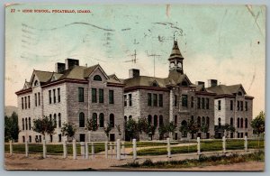 Postcard Pocatello Idaho c1910 High School Bannock County