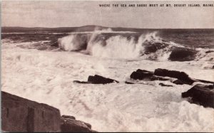 Adv Postcard Maine Sea Shore at Mt. Desert Island Conoco Gas Station 1940s V180