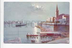 425900 MALTA Quarantine harbour MOON light Vintage TUCK postcard