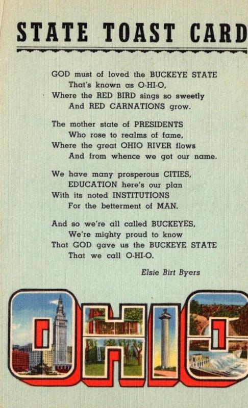 Ohio State Toast Card Curteich