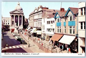 England Postcard Market Jew Street Penzance Cornwall c1950's Vintage Posted