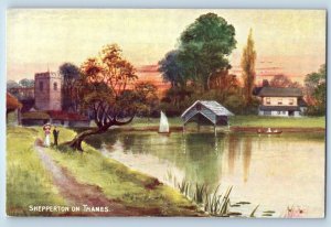 Surrey England Postcard View of Shepperton on Thames c1910 Antique Unposted