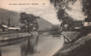 Vintage Postcard 1910's View of The Canal Bellows Falls Vermont VT