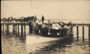 Lynn Haven Florida FL Pleasure Boat Lulu Dock People c1915 Real Photo Postcard