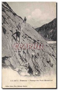 Old Postcard Chamonix Mountaineering Passing Montanvert Bridges