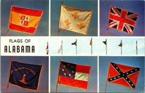 Flags of Alabama Postcard French British Spanish US