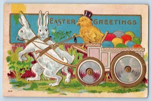 Oakland California CA Postcard Easter Greetings Rabbit Pulling Wagon With Eggs