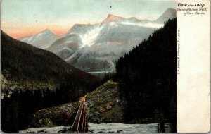 Vtg Loop Selkirk Mountains Showing 4 Railroad Tracks British Columbia Postcard