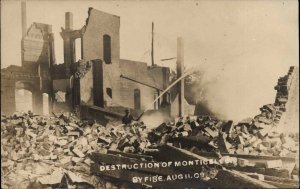 Monticello New York NY Fire of 1909 Destruction Disaster Vintage Real Photo PC