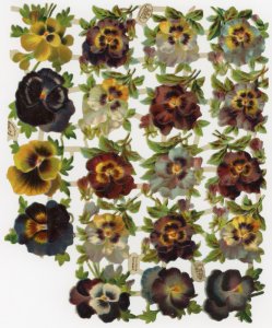 1870s-80s Raphael Tuck German Die Cut Flowers Sheet of 19 #8K