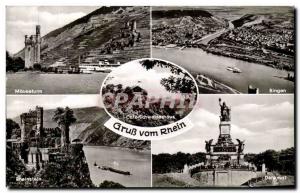 Old Postcard Gruss vom Rhein Bingen Rheinstein Mäuseturm Debkmal