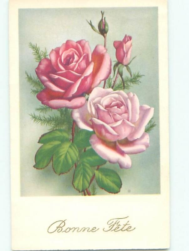 Very Old Foreign Postcard BEAUTIFUL FLOWERS SCENE AA4986