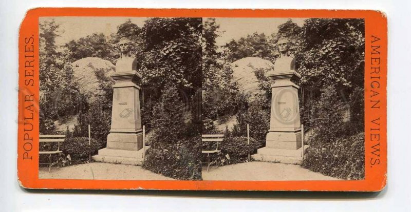 272098 USA NEW YORK Central park Statue Schiller STEREO PHOTO