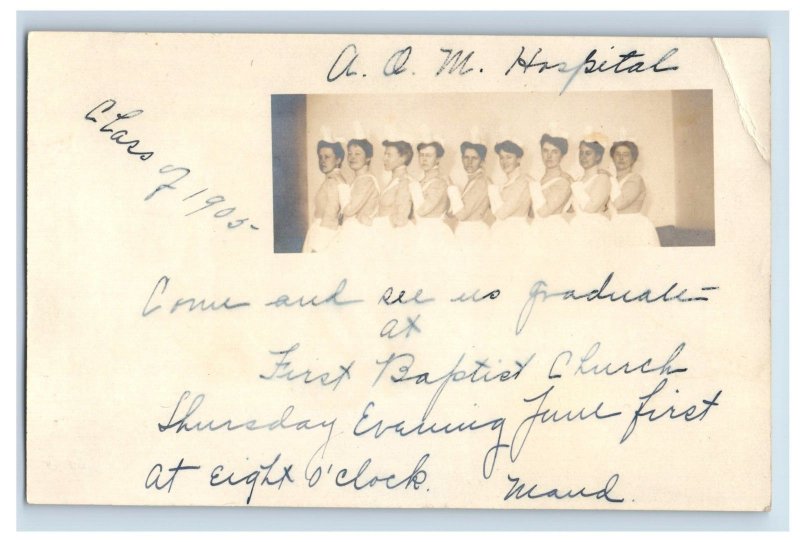 C. 1900-07 A.O.M Hospital Nurse Graduation RPPC Real Photo Postcard P213E