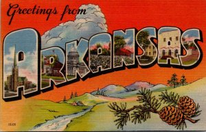 Arkansas Greetings From Arkansas Large Letter Linen