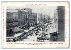 Two Large Stores State And Dearborn Sts Market EL Hasler Co Advertising Postcard 