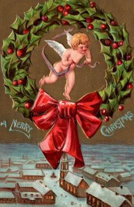 Christmas Angel Wreath Scene