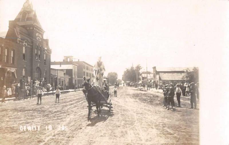 Dewitt Iowa Clown on Horse Parade Carnival Scene Real Photo Postcard J58366