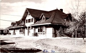 RPPC Union Pacific Depot Dillon Montana Real Photo Postcard 1950 Winnett MT