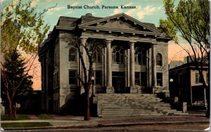 Postcard Baptist Church in Parsons, Kansas