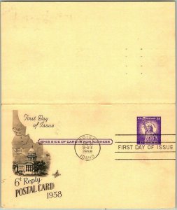 Idaho Postcard 6-Cent Postal Reply Card First Day of Issue 1958 Boise Cancel