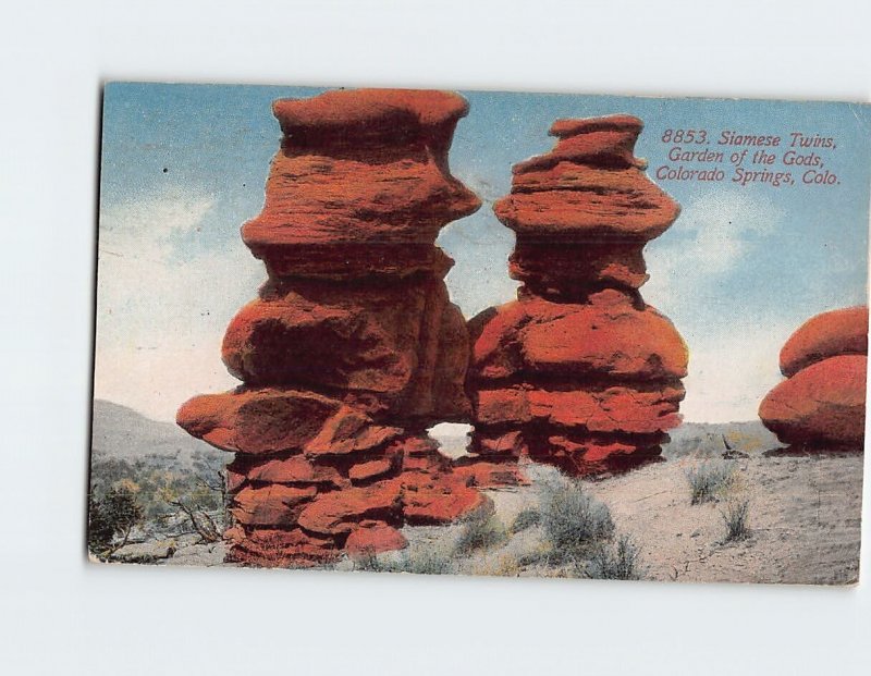 Postcard Siamese Twins, Gardens of the Gods, Colorado Springs, Colorado