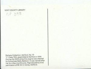 Railway Postcard - Train - L Class 763 Assembled at Ashford in 1914 Ref 11699A 