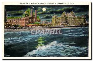 Old Postcard Atlantic City Beach Front Hotels by Night