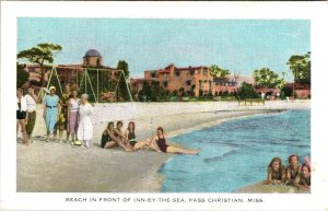 Pass Christian, MS Mississippi INN-BY-THE-SEA Hotel Guests~Beach~Swings Postcard