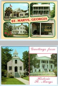 2 - 4x6 Postcards ST. MARY'S Georgia GA ~ Multi View, ORANGE HALL, Church