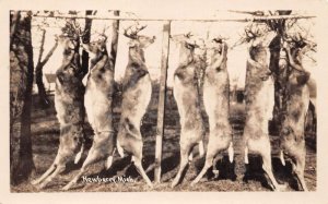 Newberry Michigan Hunting Scene, Real Photo Vintage Postcard U14231