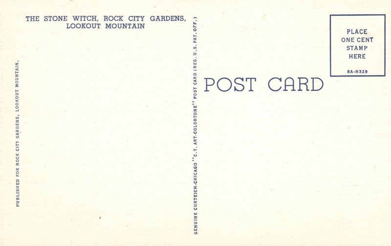 Georgia, Stone Witch Rock City Gardens Lookout Mountain Vintage Postcard c1930