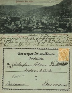 bosnia and herzegovina, SARAJEVO Сарајево, View from the West (1899) Postcard