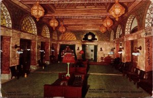 Postcard Main Lobby at Congress Hotel and Annex in Chicago, Illinois