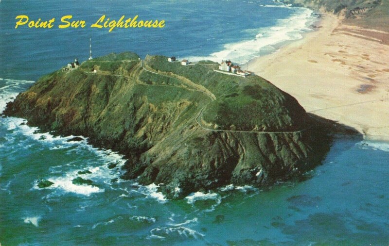 Postcard Aerial View Point Sur Lighthouse California 