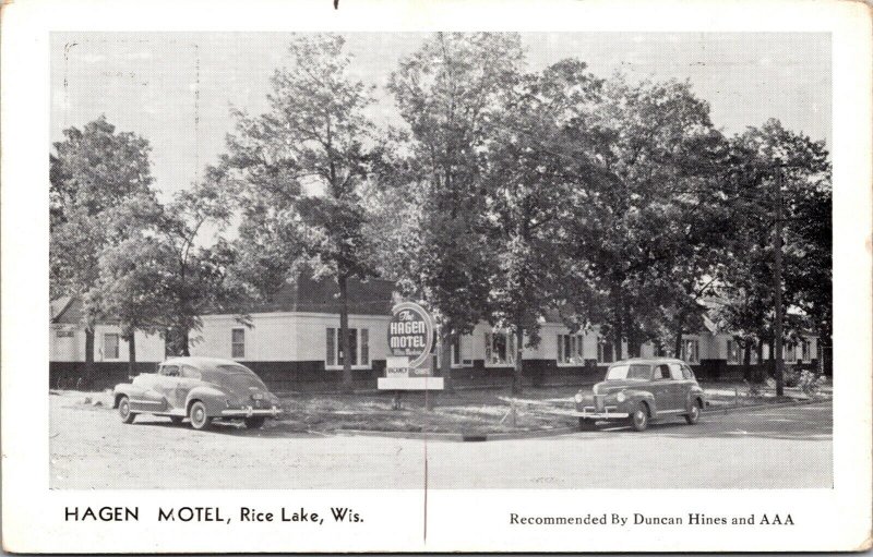 Postcard Hagen Motel in Rice Lake, Wisconsin~138750