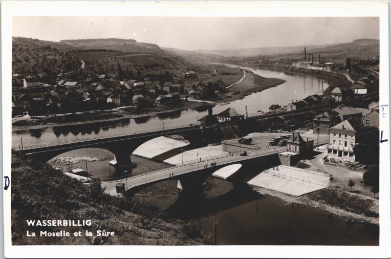 Luxembourg Wasserbillig La Moselle et la Sure Vintage RPPC 04.13