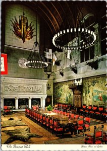 VINTAGE CONTINENTAL SIZE POSTCARD BANQUET HALL AT BILTMORE HOUSE ASHEVILLE N.C.