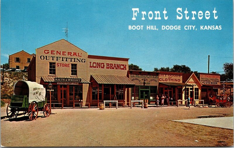 Front Street Boot Hill Dodge City Kansas KS Postcard VTG UNP Vintage Unused  