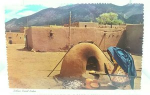 Vintage Postcard Indian Lady Baking Bread in a Clay Oven New Mexico Southwest