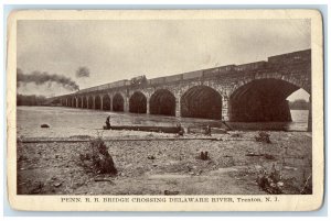 c1920 Penn. R.R. Bridge Crossing Delaware River Trenton New Jersey NJ Postcard