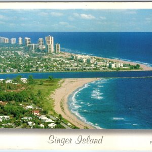 c1990s Singer Island, Florida Aerial Beach Skyline Ocean View Chrome Lg PC M28